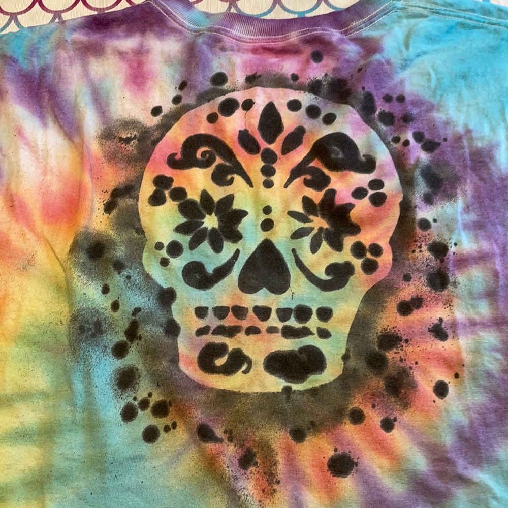 Hand Made Tye-Dye shirt with skull